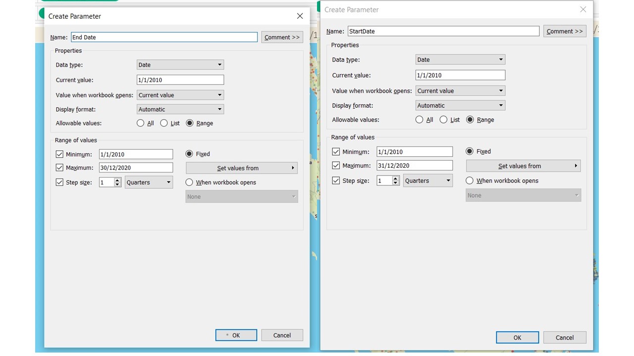 Parameter : Start Date